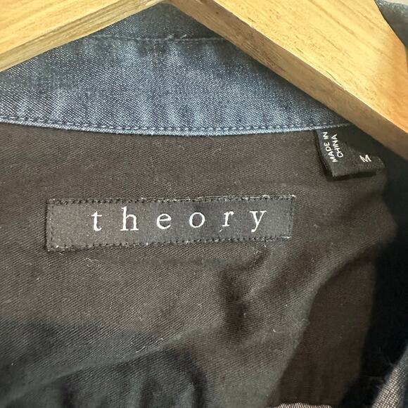 Theory Barham C Turini Slim Fit Button Down Shirt Indigo Blue M - Picture 2 of 9